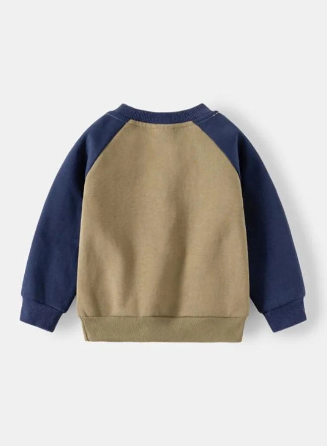 YUNIQEE Brown Crew Neck Long Sleeve Printed Pullover With Track Pant