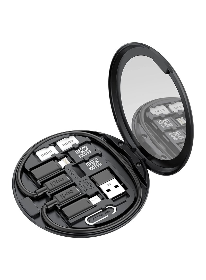 Mini Mirror SD CF Card Reader 11 in 1 TF Memory Card Adapter Camera Card Reader Digital Beauty Gadget Storage case USB C Type Charging and Data Transfer case  - Image 1
