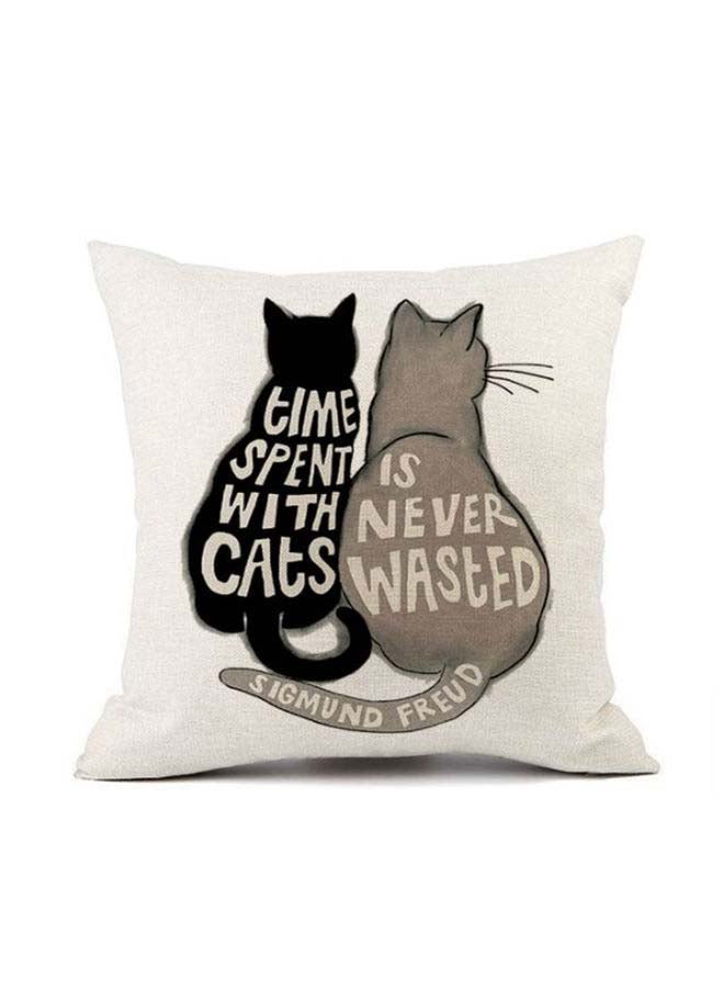 NIBEMINENT Cat Printed Cushion Cover White/Black/Grey