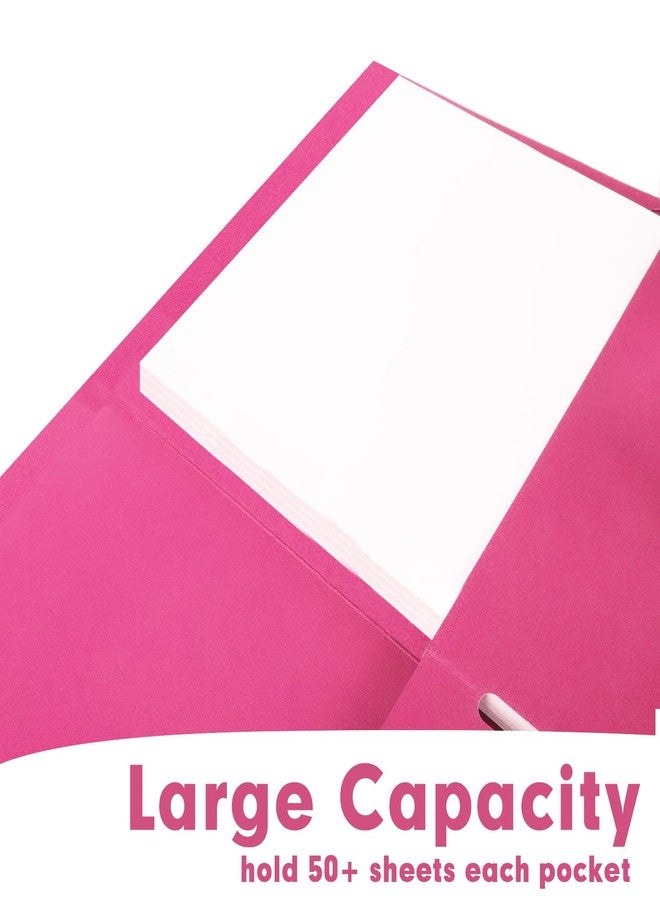 RAZCC Two Pocket Folders, 50 Pack 2Pocket Folders Fit Letter Size Paper, Paper Folders with Pockets for School Office Business Home, Magenta - Image 4