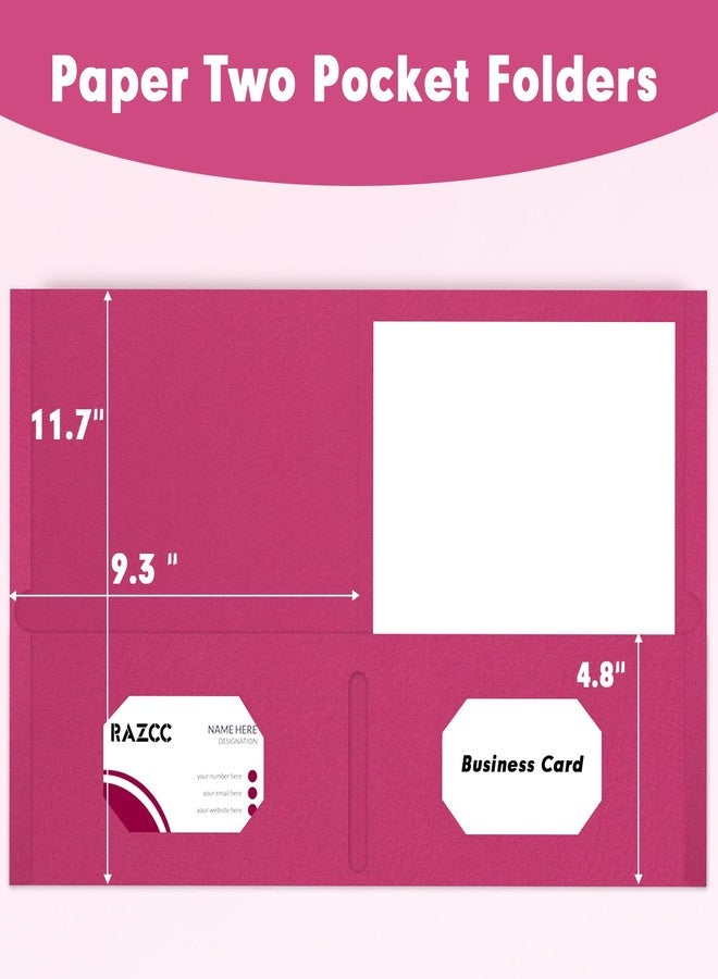 RAZCC Two Pocket Folders, 50 Pack 2Pocket Folders Fit Letter Size Paper, Paper Folders with Pockets for School Office Business Home, Magenta - Image 2