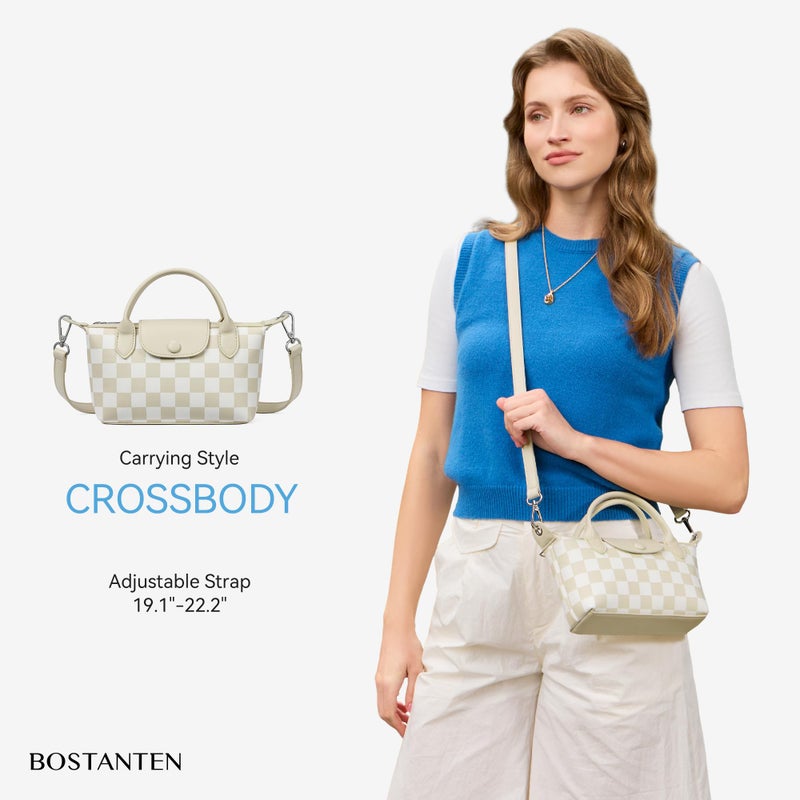 BOSTANTEN Mini Tote for Women Crossbody Bag with Adjustable Strap Top Handle Purse for Everyday Use,Brown - Image 3