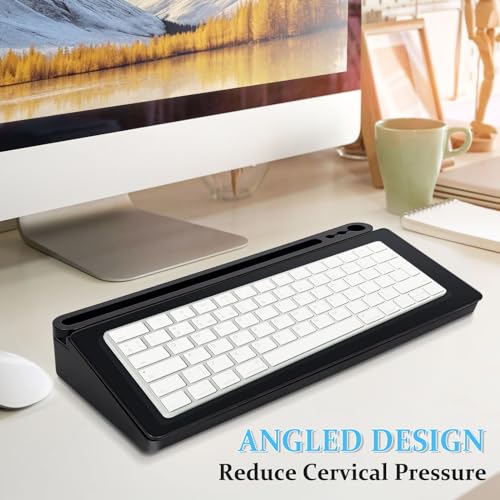 DOLLAR BOSS Glass Desk Whiteboard Small Dry Erase Board Desktop White Board with Storage Drawer Computer Keyboard Stand Desk Organizer Office Accessories School Supplies with 4 Markers 1 Rag, Black - Image 5