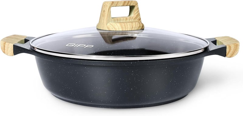 GIPP 6QT Nonstick Stock Pot with Lid Soup Pot,12.6 Inch Non Toxic Stockpot for Cooking,Stew Pot with Nonstick Ceramic Coating,Non Stick Cooking Pot Compatible with All Stoves,PFAS/PTFE/PFOA Free,Gray - Image 1