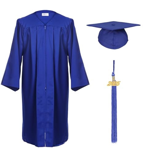 FtyFty Unisex Adult Matte Graduation Cap and Gown Tassel Set (Royal Blue, 51''(5'6''-5'8'')) - Image 1