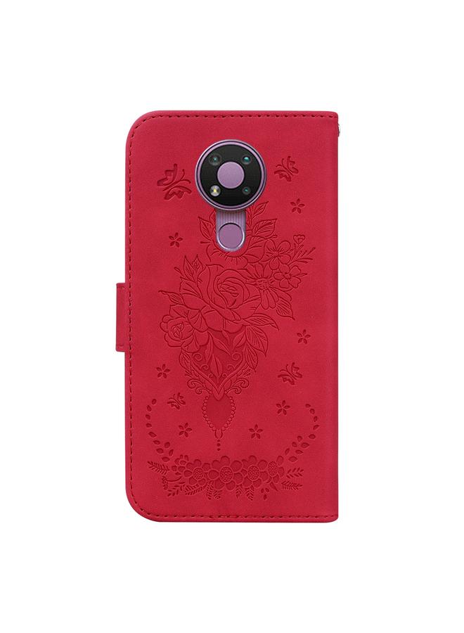 اس-توب جراب لهاتف Nokia 3.4 من الجلد المنقوش بنقشة الفراشة الوردية - Image 3