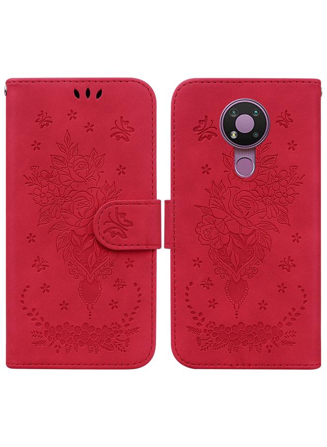 اس-توب جراب لهاتف Nokia 3.4 من الجلد المنقوش بنقشة الفراشة الوردية - Image 1