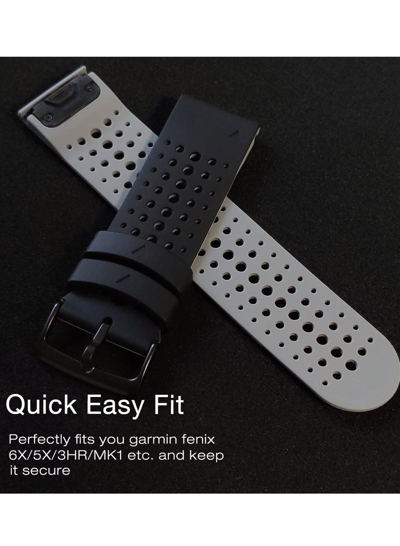 SYOSI Silicone Watch Band Waterproof Wristband Strap for Fenix 5X Fenix 6X Fenix 7X 26mm Quick Release Fit Soft Sport Breathable for Garmin Fenix 5X Plus Fenix 3 3 HR Enduro Tactix Delta - Image 2