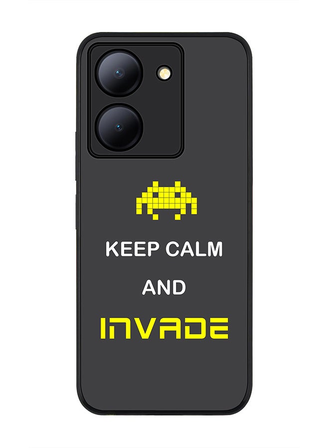 Stylizedd Rugged Black Edge case for Vivo Y36 / Vivo Y36 5G, Slim fit Soft Case Flexible Rubber Edges Anti Drop TPU Gel Thin Cover - Keep Calm And Invade - Image 1