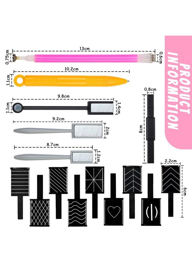 PhantomSky - 15 Pcs Strong Nail Magnet Stick Nail Art DIY Cat Eye Gel Polish Cat Eye Magnet Tool Nail Art Magnet Stick Set Double-headed Magnet Wand Pattern Magnet Stick for 3D Cat Eye Effect - Image 1