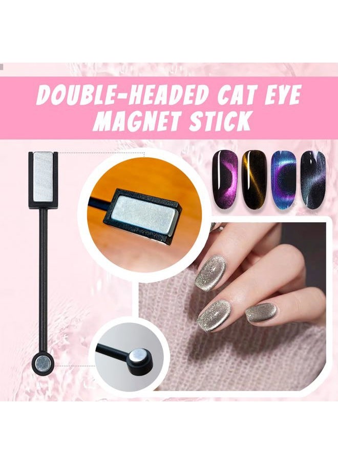PhantomSky - 15 Pcs Strong Nail Magnet Stick Nail Art DIY Cat Eye Gel Polish Cat Eye Magnet Tool Nail Art Magnet Stick Set Double-headed Magnet Wand Pattern Magnet Stick for 3D Cat Eye Effect - Image 1