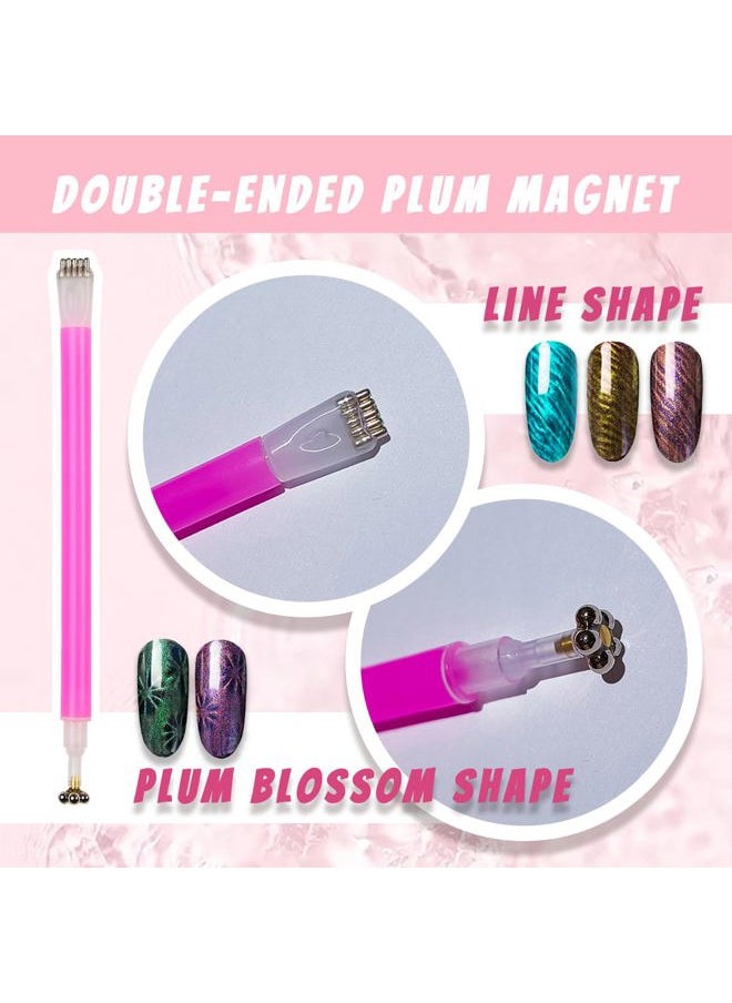 PhantomSky - 15 Pcs Strong Nail Magnet Stick Nail Art DIY Cat Eye Gel Polish Cat Eye Magnet Tool Nail Art Magnet Stick Set Double-headed Magnet Wand Pattern Magnet Stick for 3D Cat Eye Effect - Image 1