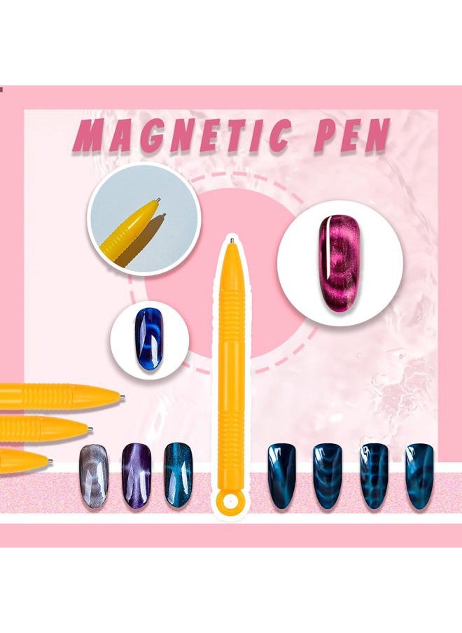 PhantomSky - 15 Pcs Strong Nail Magnet Stick Nail Art DIY Cat Eye Gel Polish Cat Eye Magnet Tool Nail Art Magnet Stick Set Double-headed Magnet Wand Pattern Magnet Stick for 3D Cat Eye Effect - Image 1