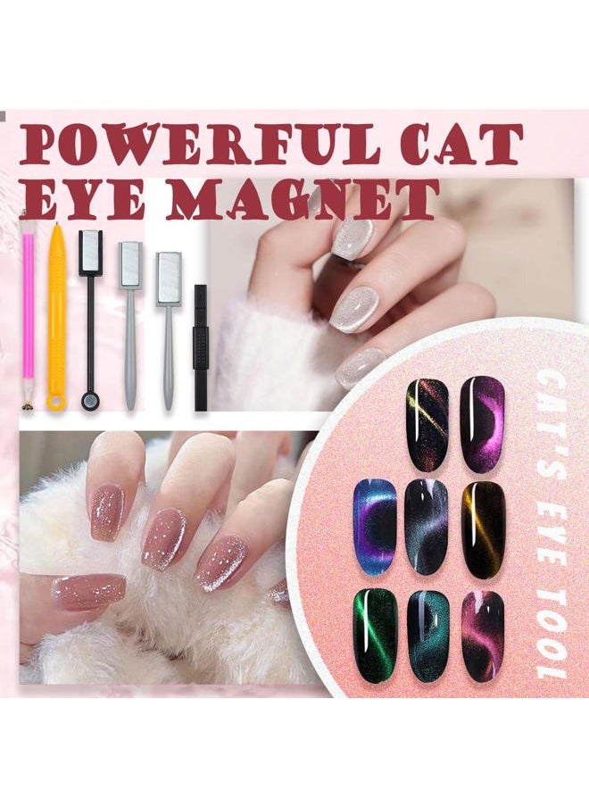 PhantomSky - 15 Pcs Strong Nail Magnet Stick Nail Art DIY Cat Eye Gel Polish Cat Eye Magnet Tool Nail Art Magnet Stick Set Double-headed Magnet Wand Pattern Magnet Stick for 3D Cat Eye Effect - Image 1