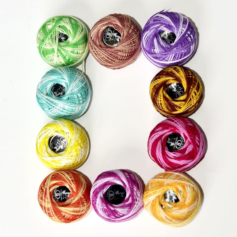 colored bird Crochet Thread 10 Balls Cardinal Size 8 for Crochet Hardanger Cross Stitch Needlepoint Hand Embroidery (Variegated Light Colors Series) - Image 5