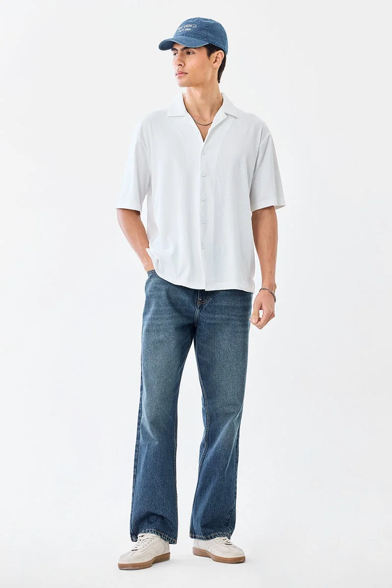 سنيتش قميص بياقة نصف كم مطاطي بقصة صندوقية