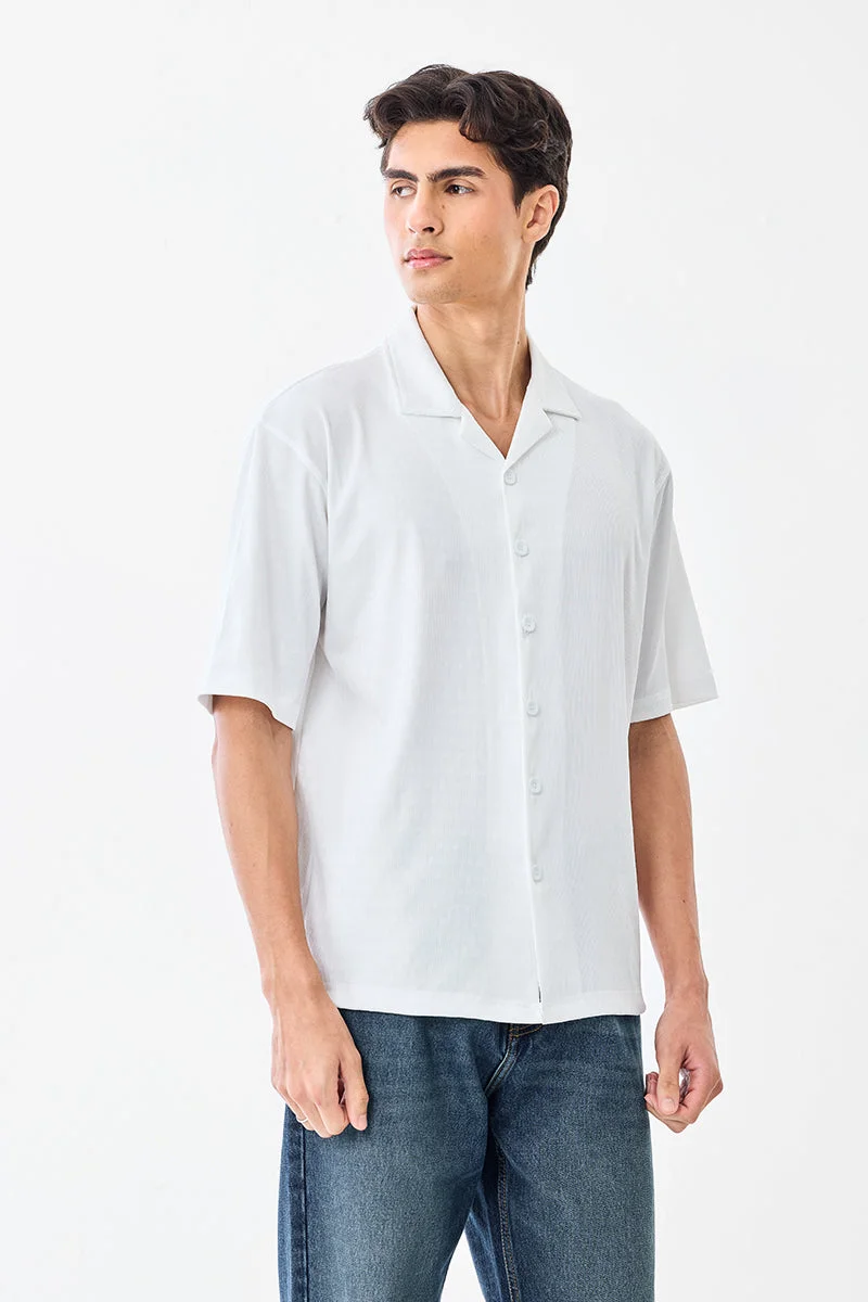 Snitch white Box Fit Half Sleeves Stretch Shirt for Men | Best Price UAE