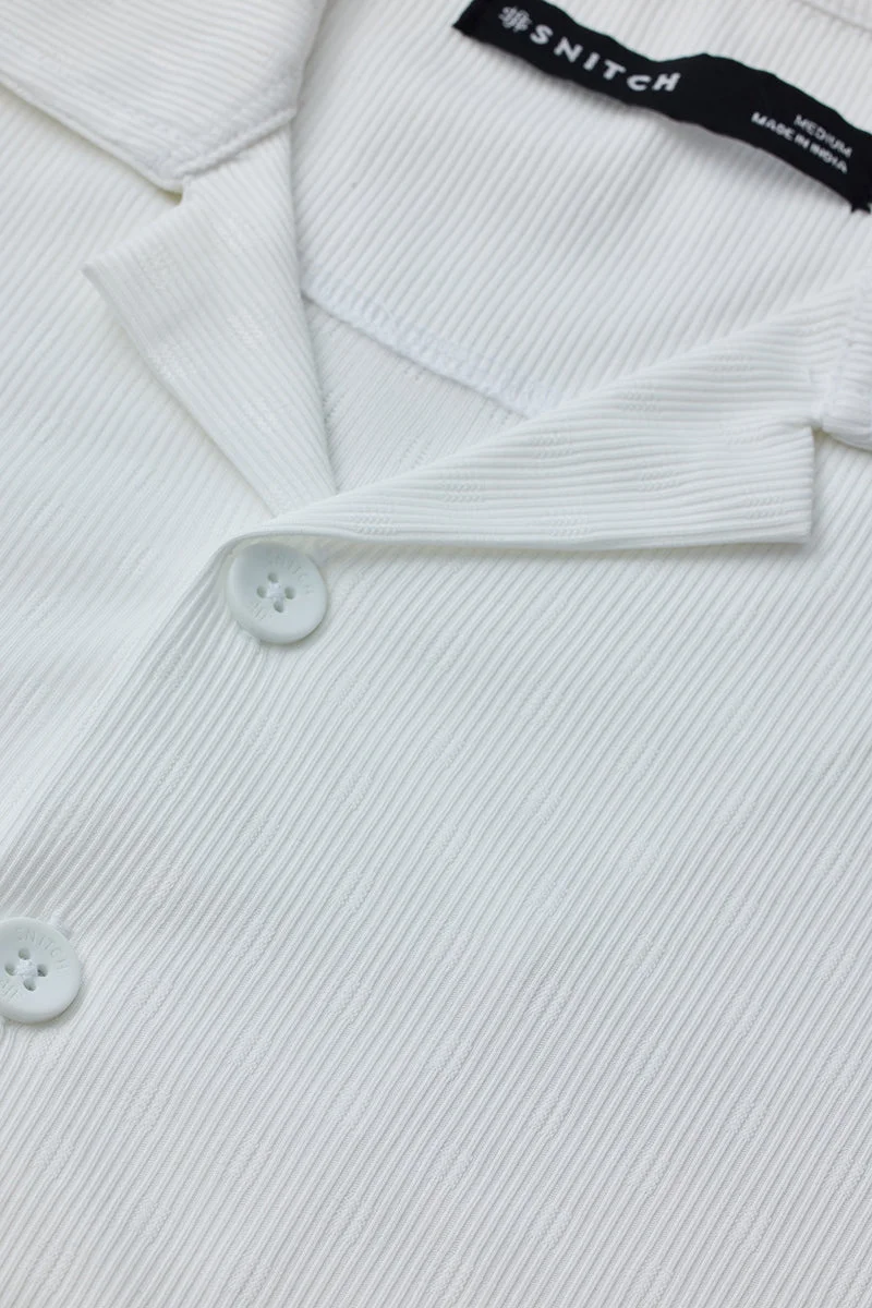 Snitch white Box Fit Half Sleeves Stretch Shirt for Men | Best Price UAE