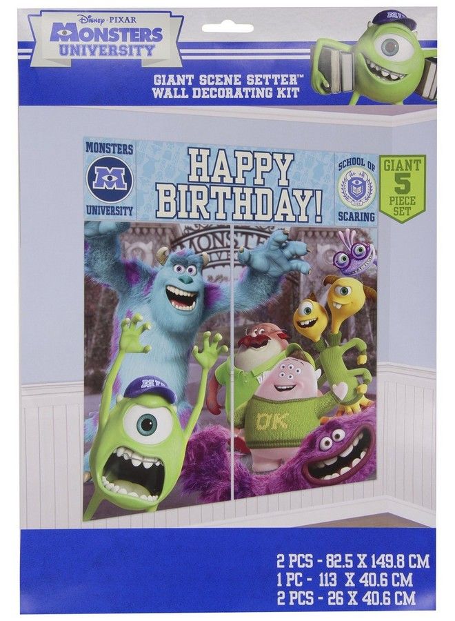 Amscan مجموعة تزيين جدران حفلة عيد الميلاد من مونسترمازينغ - جامعة الوحوش من ديزني (5 قطع)، متعددة الألوان، 59" × 65" - Image 3