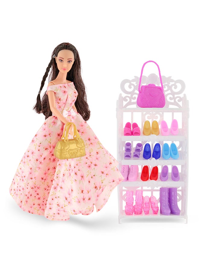 Fulla Boutique Doll With Shoes And Bags – Includes 10 Pairs Of Shoes, 2 Handbags, Ankle Boots And Shelf Fashion Fun For Girls Who Love Dressing Up- Great Gift For Pretend Styling Play, Perfect For Eid Gifting  - Image 4
