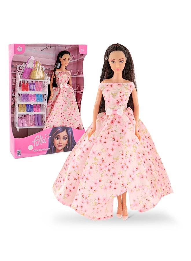 Fulla Boutique Doll With Shoes And Bags – Includes 10 Pairs Of Shoes, 2 Handbags, Ankle Boots And Shelf Fashion Fun For Girls Who Love Dressing Up- Great Gift For Pretend Styling Play, Perfect For Eid Gifting  - Image 1