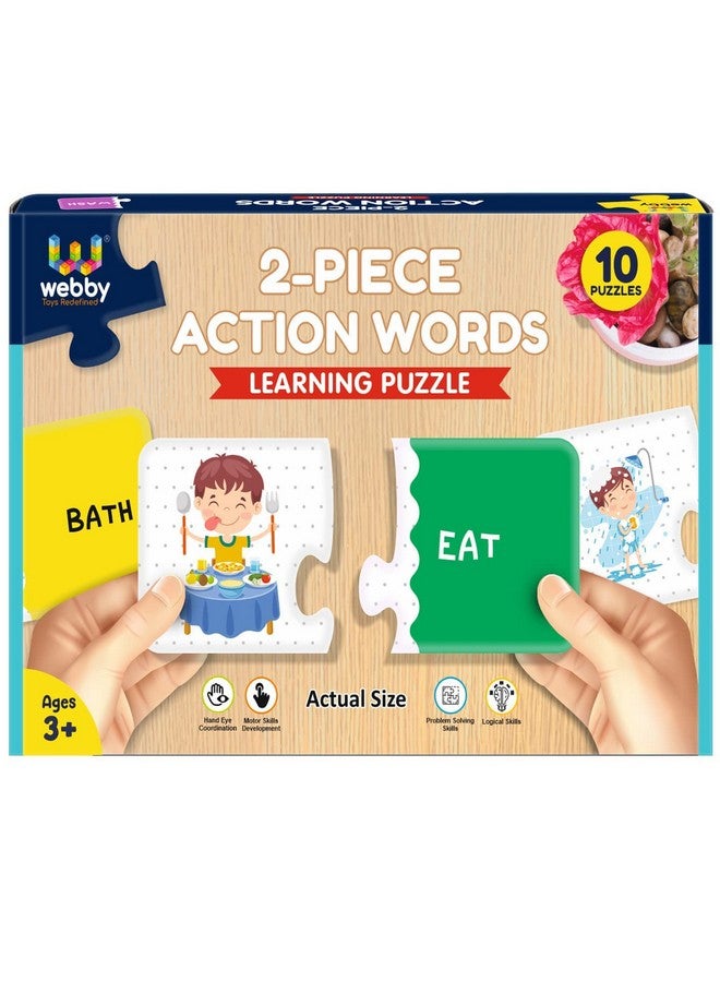 Webby Action Word 2 Pieces Learning Pack Jigsaw Puzzle, Montessori Early Educational Pre School Puzzle Toys For 3+ Years Kid - Image 1