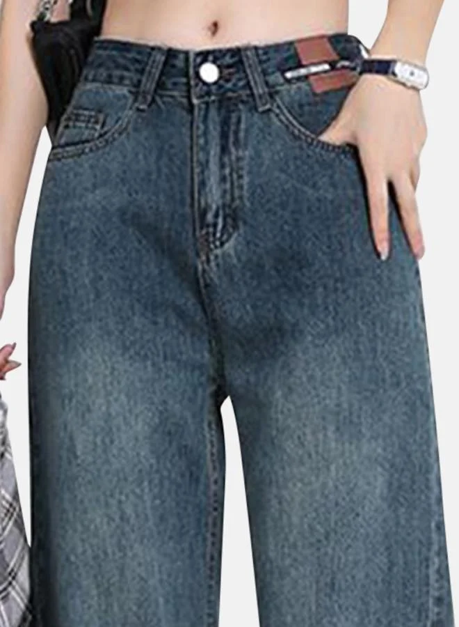 يونيكي Blue Straight Fit High-Rise Light Fade Denim Jeans