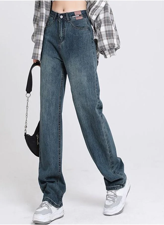 يونيكي Blue Straight Fit High-Rise Light Fade Denim Jeans