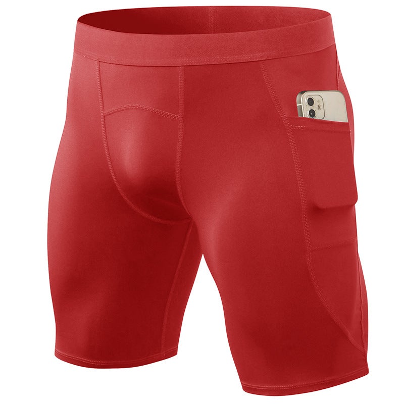 Generic Mens Tight Sports Shorts Quick-Dry with Pockets Red