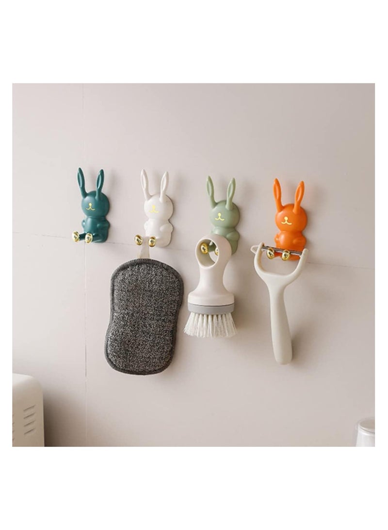 KASTWAVE Animal Toothbrush Holder, Multi-Purpose Hooks Wash Cup Toothbrush, Waterproof Self Adhesive Rabbit Wall Hook Shower Hook Towel Hanger Razor Holder, 4 Pcs - Image 5