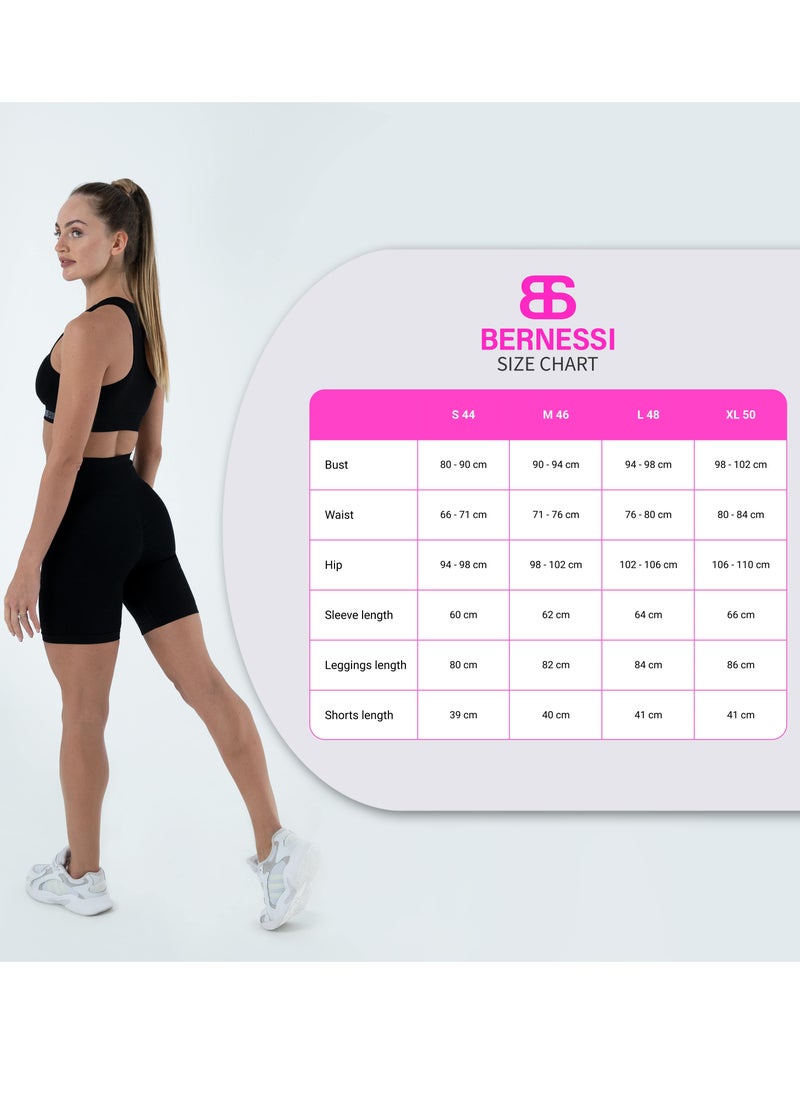 برنيسي - حمالة صدر نسائية عالية الدعم من النايلون للياقة البدنية واليوجا والتمارين الرياضية والجري والرقص باللون الأسود - Image 1