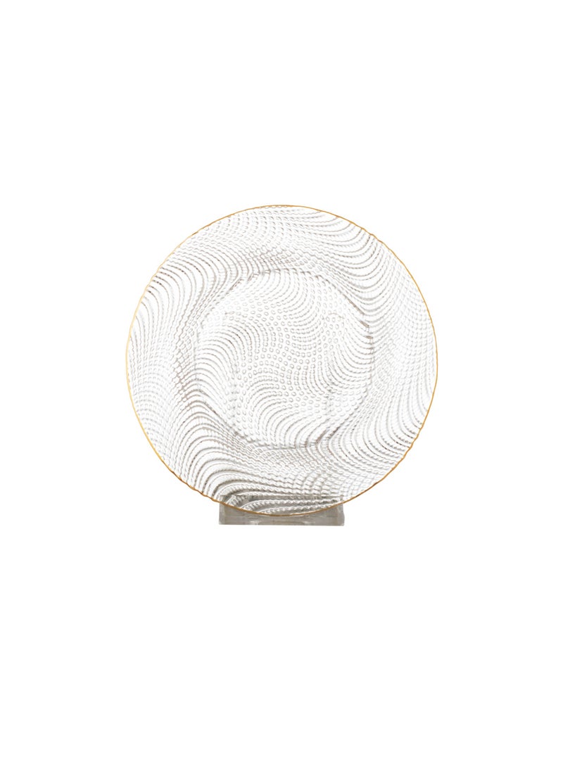 REFAN A Set Of 6 Glass Dessert Plates With A Metal Stand, The Plate Gold
Round Size Is 15 Cm  - Image 4