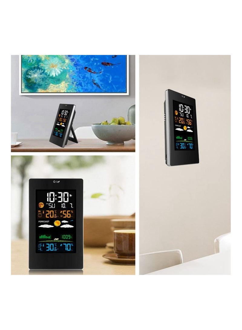 SYOSI Weather Station Clock, Wireless Indoor Outdoor Thermometer, Indoor Outdoor Weather Forecaster With Digital Thermometer Hygrometer With Alarm And Sensor, Monitoring Air Pressure - Image 2