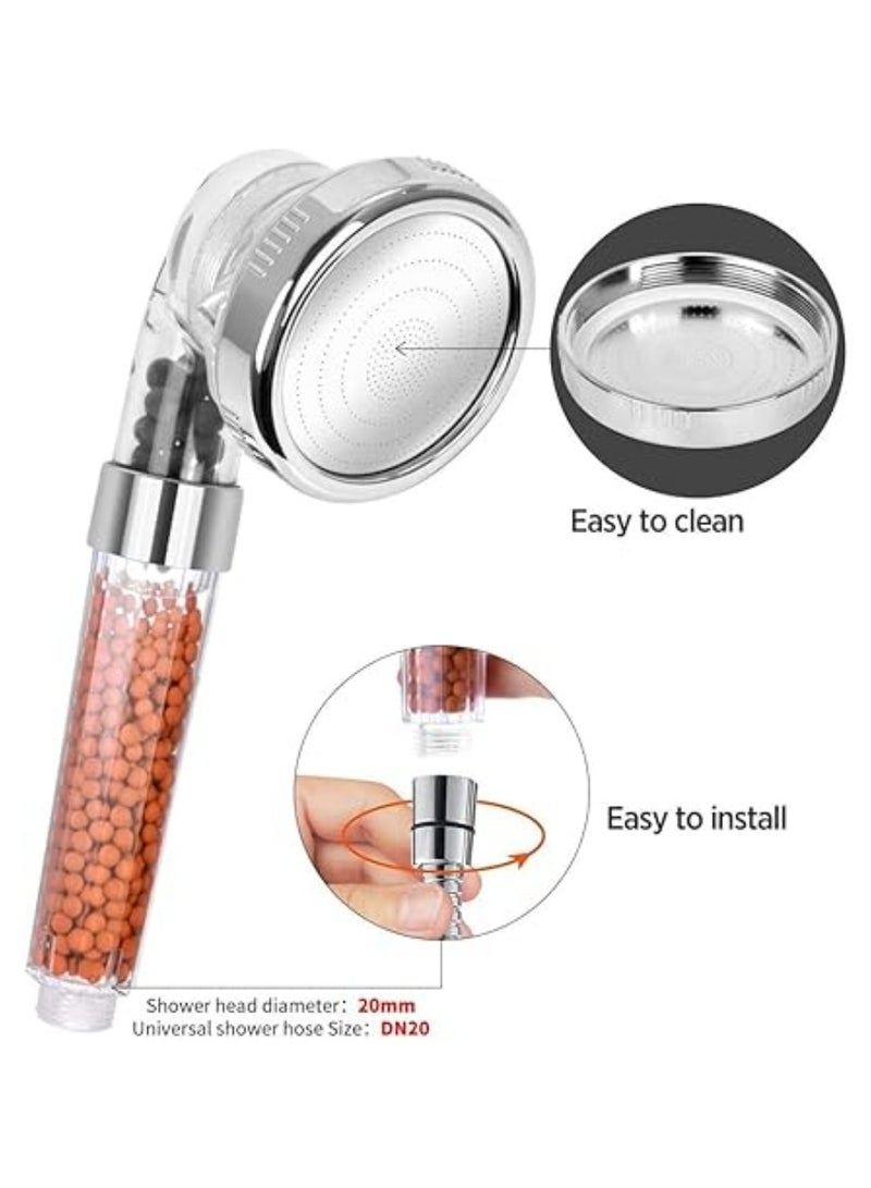 High Pressure Handheld Shower Head with Ionic Mineral Filter – 3 Spray Modes, 1.5m Hose, Adjustable Holder, Dual Filtration System for Dry Skin & Hair Care, Water-Saving Spa Experience  - Image 3