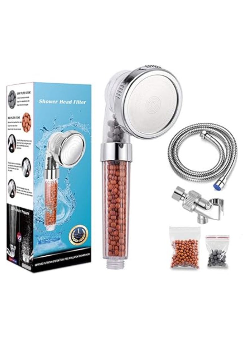 High Pressure Handheld Shower Head with Ionic Mineral Filter – 3 Spray Modes, 1.5m Hose, Adjustable Holder, Dual Filtration System for Dry Skin & Hair Care, Water-Saving Spa Experience  - Image 1