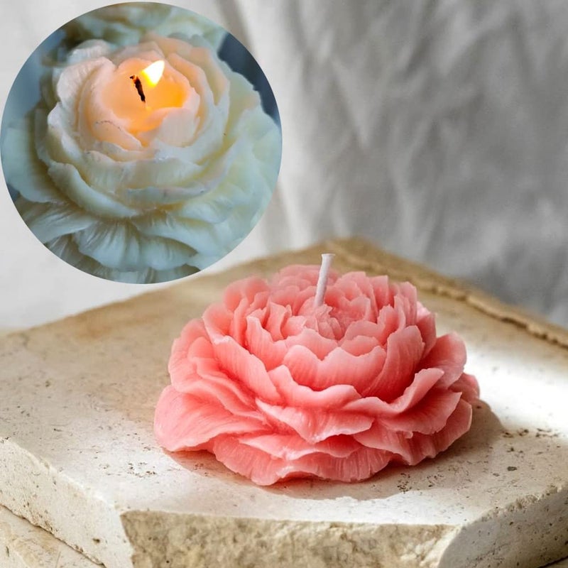 Wehous 2PCS Peony Flower Silicone Soap Molds 3D Resin Candle Molds Flower Fondant Silicone Mold for Handmade Cake Decoration Cupcake Jelly Candy Chocolate Epoxy Casting Resin Craft - Image 4