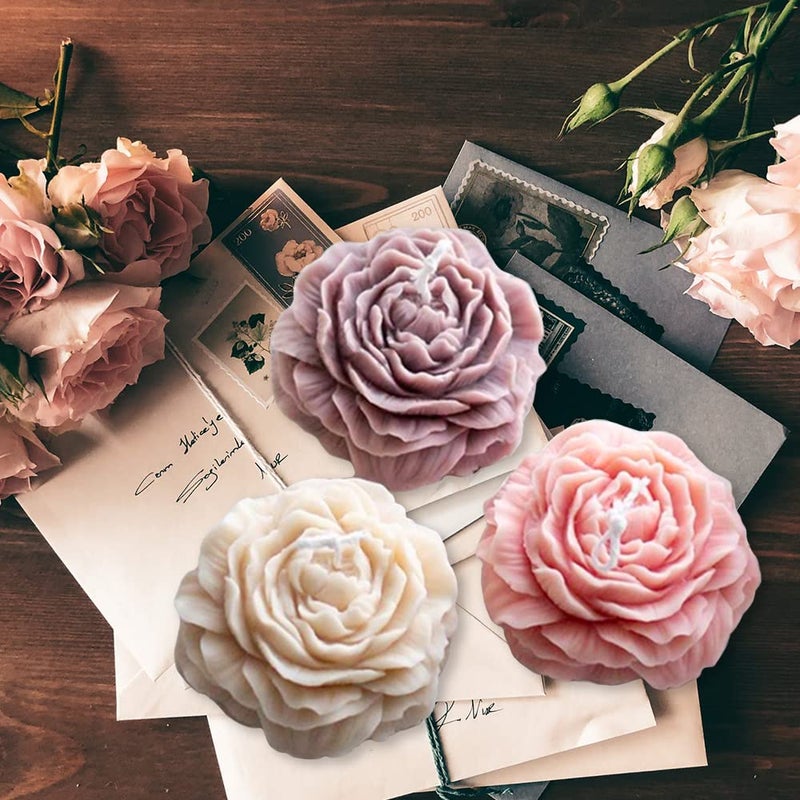 Wehous 2PCS Peony Flower Silicone Soap Molds 3D Resin Candle Molds Flower Fondant Silicone Mold for Handmade Cake Decoration Cupcake Jelly Candy Chocolate Epoxy Casting Resin Craft - Image 2
