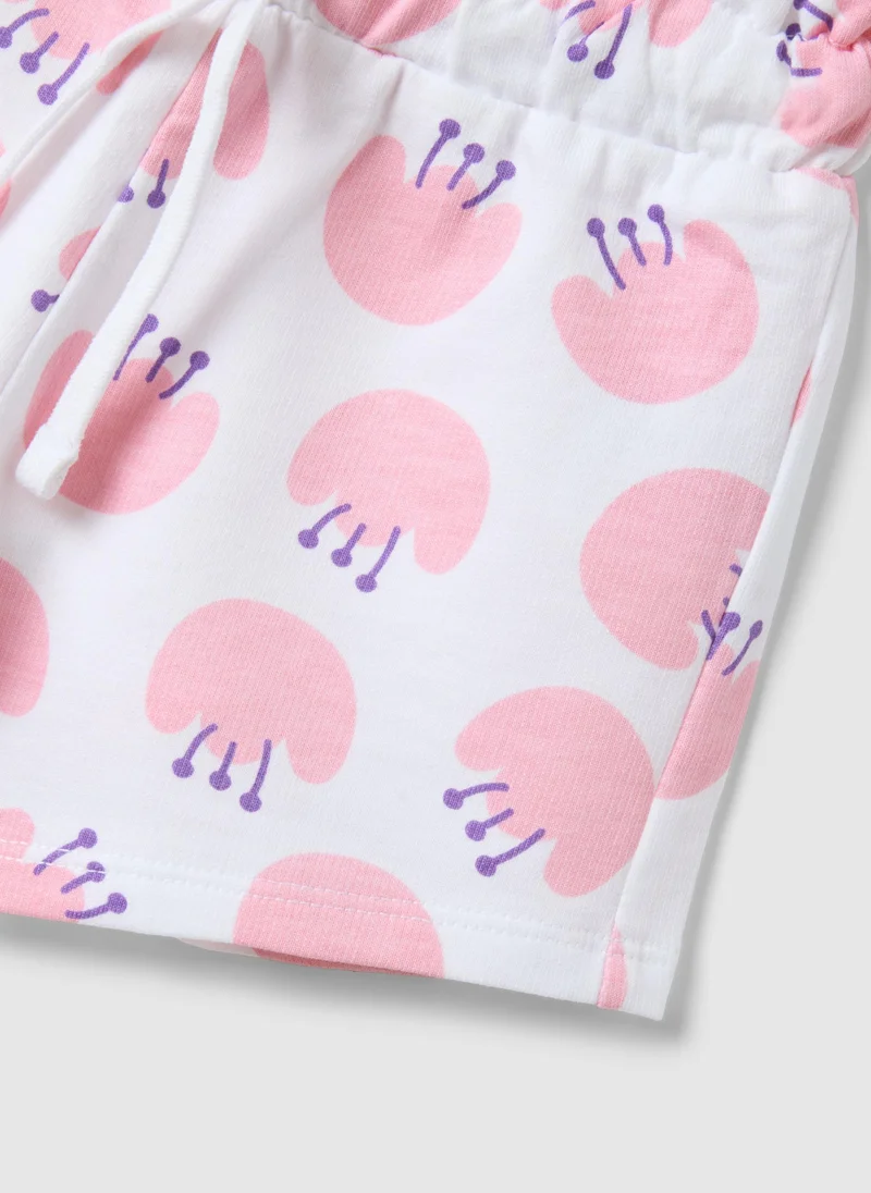 Ovs  OVS White Cotton Shorts For Girls, Regular Fit With Prints for Women | Best Price UAE