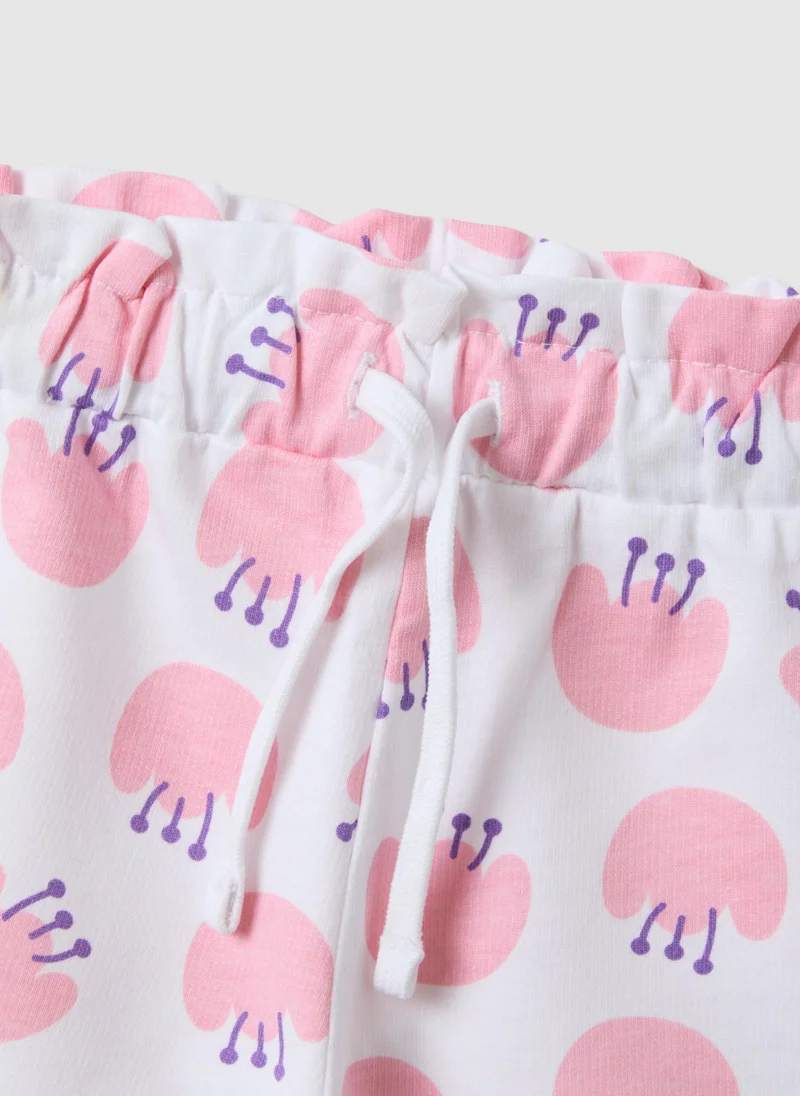 Ovs  OVS White Cotton Shorts For Girls, Regular Fit With Prints for Women | Best Price UAE