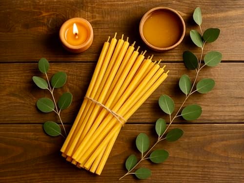 Votprof 50 All Natural Décor 100% Pure Beeswax Taper Candles – Tall (6 in), Unscented, Dripless, Smokeless, Slow Burning, Non Toxic, Honey Scent - for Home, Dinner, Cake, Prayer, Church, Hanukkah, Christmas - Image 5