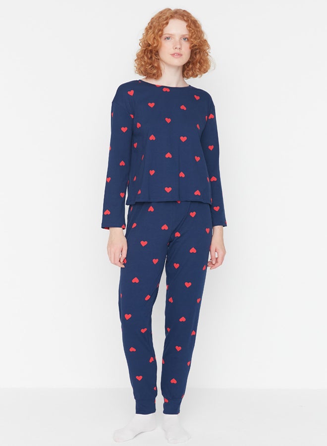 trendyol Pajama Set - Blue - Heart - Image 2