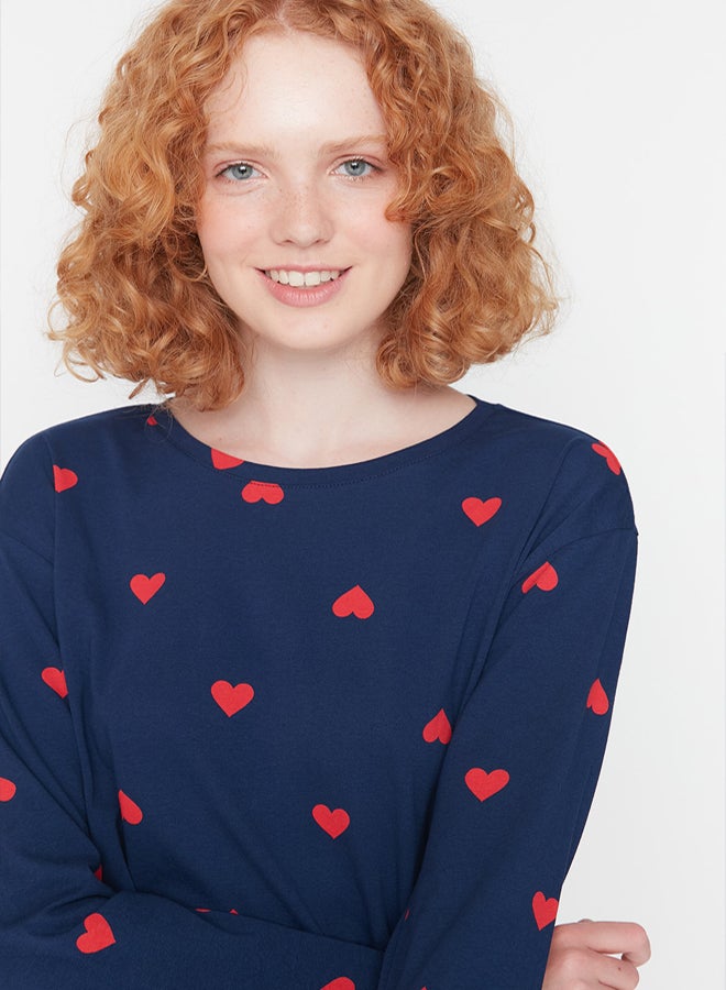 trendyol Pajama Set - Blue - Heart - Image 3