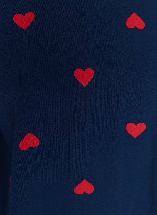 trendyol Pajama Set - Blue - Heart - Image 4