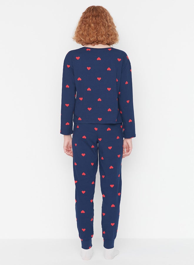 trendyol Pajama Set - Blue - Heart - Image 5
