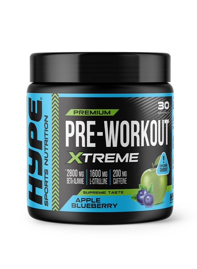 هايب بري ووركاوت – مسحوق | ٣٠٠ غرام | نكهة التفاح والتوت الأزرق، طاقة وتركيز وتحمل معزّز - Image 1