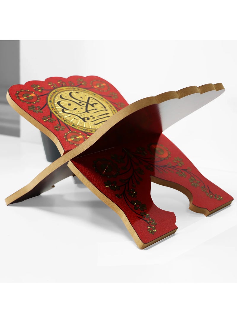 SUNDUS Stand for the Holy Quran made of wood, medium size, red color - Al-Hafiz - Image 2