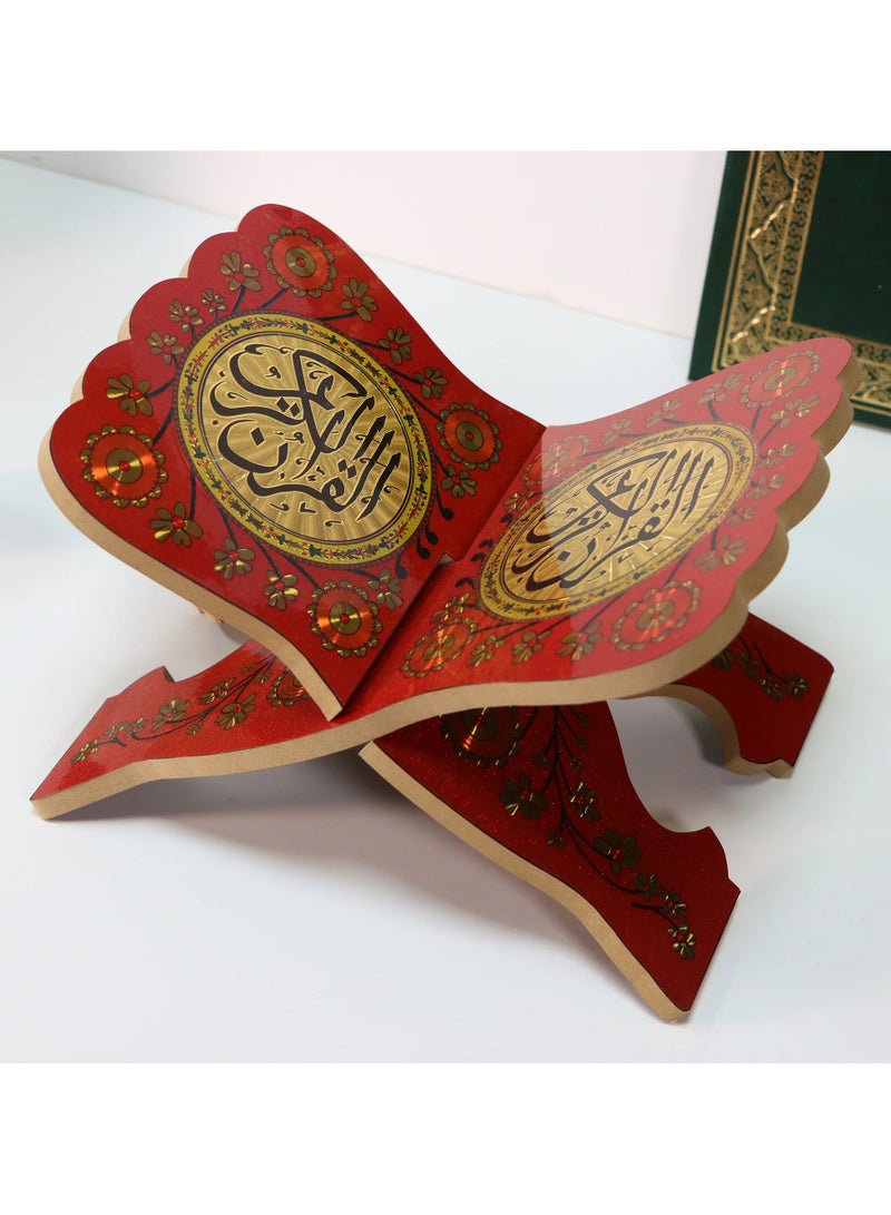 SUNDUS Stand for the Holy Quran made of wood, medium size, red color - Al-Hafiz - Image 5