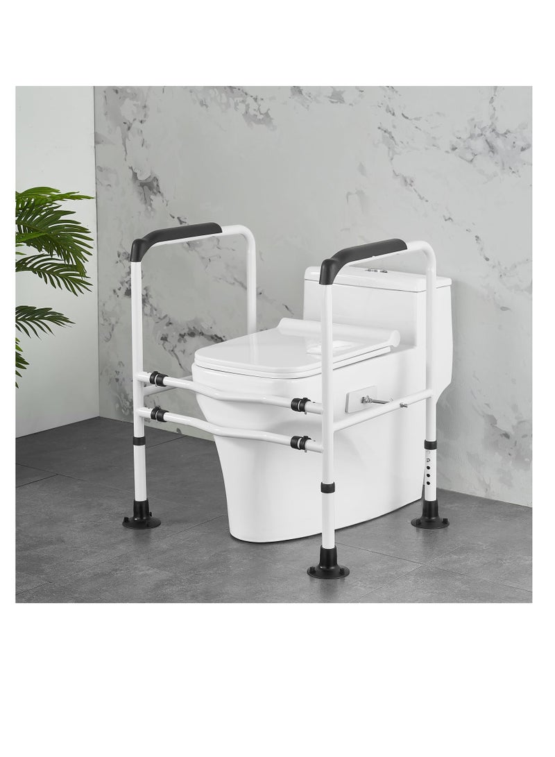 XiuWoo Toilet Safety Rail, Toilet Safety Frame for Elderly Adjustable Toilet Assist Grab Bar with Handles, Fits Most Toilets Weight Capacity 300 lbs  - Image 1