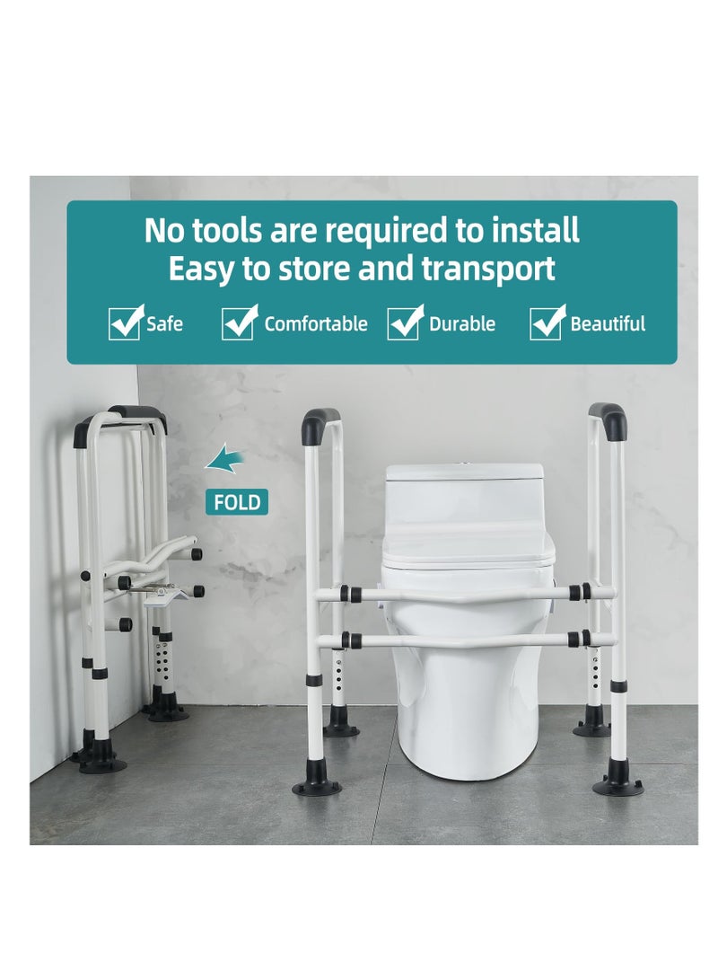 XiuWoo Toilet Safety Rail, Toilet Safety Frame for Elderly Adjustable Toilet Assist Grab Bar with Handles, Fits Most Toilets Weight Capacity 300 lbs  - Image 4