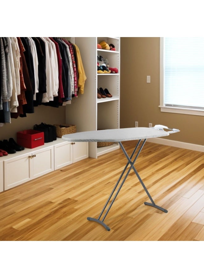 DANUBE HOME Magnus Ironing Board with Extra Thick Heavy Duty Cotton Cover 7 Height Adjustable Positions Extreme Stability Solid Matel Frame 140X38X92Cm Grey - Image 1
